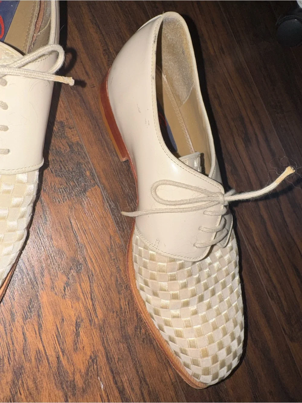 Giorgio Brutini Cream Woven Satin Lace-Up Oxfords